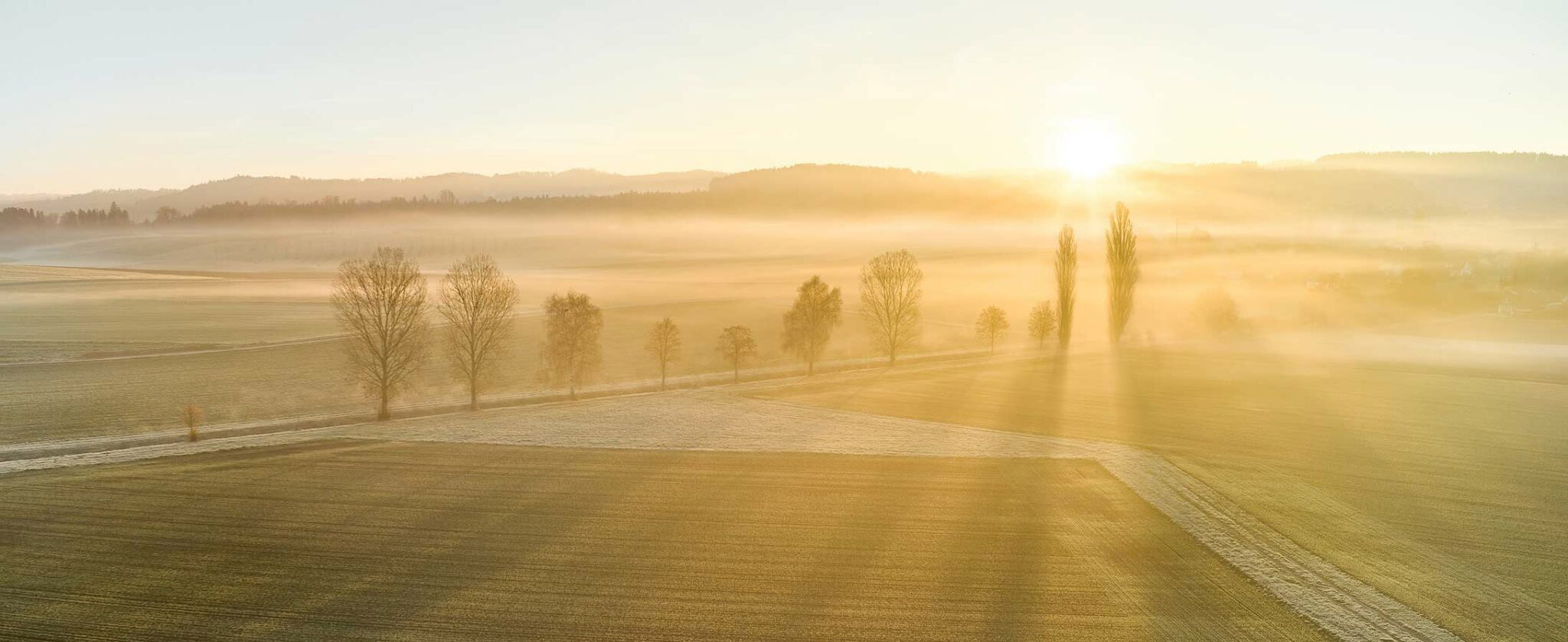 Landschaft und Sonnenaufgang in der Umgebung von Jegenstorf